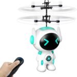 Rc Flying Robot Toys for 5 6 7 8-12 Years Old Boys Girls, Remote Control Helicopter Built-in LED Mini Drone Flying Toy for Kids & Adults Indoor Outdoor Games Birthday Gift, White