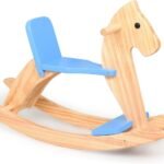 Wooden Rocking Horse Baby Ride On Toy for Toddler Rocking Horse Classic Design with Pedal and Safe backrest for Toddlers (Blue)