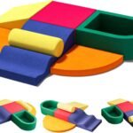7 Piece Velvet Installation-Free Toddler Climbing Toys for Indoor Use, Foam Climbing Blocks for Toddlers 1-3, Soft Play Climbing Set