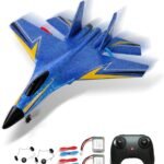 Remote Control Airplane for Kids, 2 Channels RC Planes Wireless Toy with 2 Batteries,2.4  RC Glider for Beginners（Blue）