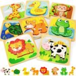Wooden Toddler Puzzles for 1-3, Montessori Toys for 1 2 3 Year Old, Animals Puzzles for Toddlers 2-4, Kids Wood Puzzle Educational Toy for Baby 12-18, Best Learning Toy Gifts for Boys Girls